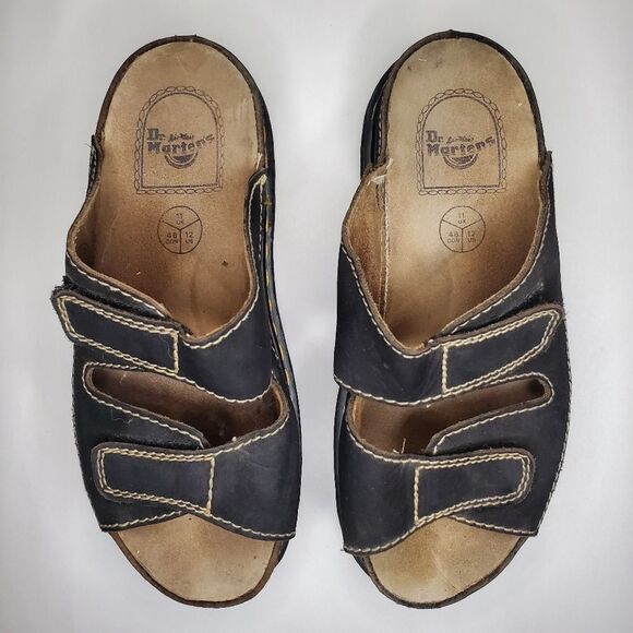 Dr Martens Men's Black Leather Sandals with Velcro Straps Size 12 - Picture 3 of 10